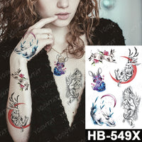 Waterproof Temporary Tattoo Sticker Fox Cat Butterfly Snake Demon Flash Tatto Woman Black Pink Body Art Fake Sleeve Tatoo Man