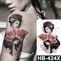 Waterproof Temporary Tattoo Sticker Fox Cat Butterfly Snake Demon Flash Tatto Woman Black Pink Body Art Fake Sleeve Tatoo Man
