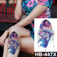 Waterproof Temporary Tattoo Sticker Fox Cat Butterfly Snake Demon Flash Tatto Woman Black Pink Body Art Fake Sleeve Tatoo Man