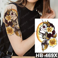 Waterproof Temporary Tattoo Sticker Fox Cat Butterfly Snake Demon Flash Tatto Woman Black Pink Body Art Fake Sleeve Tatoo Man
