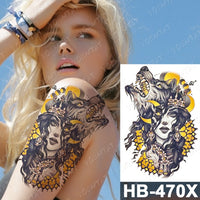 Waterproof Temporary Tattoo Sticker Fox Cat Butterfly Snake Demon Flash Tatto Woman Black Pink Body Art Fake Sleeve Tatoo Man