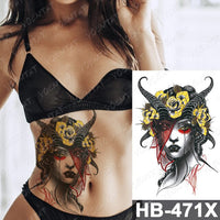 Waterproof Temporary Tattoo Sticker Fox Cat Butterfly Snake Demon Flash Tatto Woman Black Pink Body Art Fake Sleeve Tatoo Man