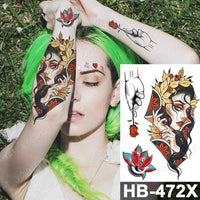 Waterproof Temporary Tattoo Sticker Fox Cat Butterfly Snake Demon Flash Tatto Woman Black Pink Body Art Fake Sleeve Tatoo Man