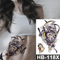 Waterproof Temporary Tattoo Sticker Fox Cat Butterfly Snake Demon Flash Tatto Woman Black Pink Body Art Fake Sleeve Tatoo Man