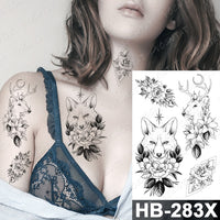Waterproof Temporary Tattoo Sticker Fox Cat Butterfly Snake Demon Flash Tatto Woman Black Pink Body Art Fake Sleeve Tatoo Man