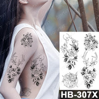 Waterproof Temporary Tattoo Sticker Fox Cat Butterfly Snake Demon Flash Tatto Woman Black Pink Body Art Fake Sleeve Tatoo Man
