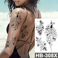 Waterproof Temporary Tattoo Sticker Fox Cat Butterfly Snake Demon Flash Tatto Woman Black Pink Body Art Fake Sleeve Tatoo Man