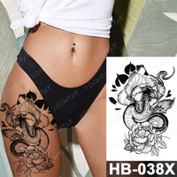 Waterproof Temporary Tattoo Sticker Fox Cat Butterfly Snake Demon Flash Tatto Woman Black Pink Body Art Fake Sleeve Tatoo Man