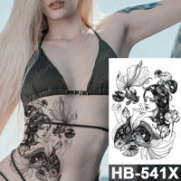 Waterproof Temporary Tattoo Sticker Fox Cat Butterfly Snake Demon Flash Tatto Woman Black Pink Body Art Fake Sleeve Tatoo Man