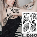 Waterproof Temporary Tattoo Sticker Fox Cat Butterfly Snake Demon Flash Tatto Woman Black Pink Body Art Fake Sleeve Tatoo Man