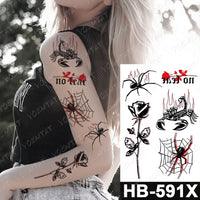 Waterproof Temporary Tattoo Sticker Fox Cat Butterfly Snake Demon Flash Tatto Woman Black Pink Body Art Fake Sleeve Tatoo Man