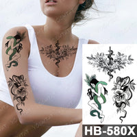 Waterproof Temporary Tattoo Sticker Fox Cat Butterfly Snake Demon Flash Tatto Woman Black Pink Body Art Fake Sleeve Tatoo Man