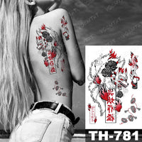 Waterproof Temporary Tattoo Sticker Fox Cat Butterfly Snake Demon Flash Tatto Woman Black Pink Body Art Fake Sleeve Tatoo Man