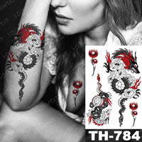 Waterproof Temporary Tattoo Sticker Fox Cat Butterfly Snake Demon Flash Tatto Woman Black Pink Body Art Fake Sleeve Tatoo Man