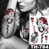Waterproof Temporary Tattoo Sticker Fox Cat Butterfly Snake Demon Flash Tatto Woman Black Pink Body Art Fake Sleeve Tatoo Man