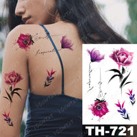 Waterproof Temporary Tattoo Sticker Fox Cat Butterfly Snake Demon Flash Tatto Woman Black Pink Body Art Fake Sleeve Tatoo Man
