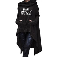Women hoodies Long Irregular bad witch Tops Kawaii Femmes Sweatshirts Pattern Funny Cotton Cropped Oversize Hoodies dress
