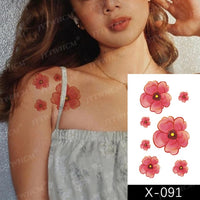 Waterproof Temporary Tattoo Sticker Body Makeup Flame Finger Tattoos Smiley Black Square Rose Flower Art Flash Fake Tattoos