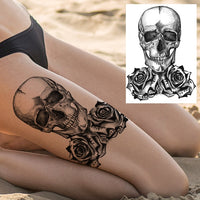 Sexy Flower Temporary Tattoos For Women Body Art Painting Arm Legs Tattoos Sticker Realistic Fake Black Rose Waterproof Tattoos