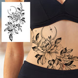 Sexy Flower Temporary Tattoos For Women Body Art Painting Arm Legs Tattoos Sticker Realistic Fake Black Rose Waterproof Tattoos