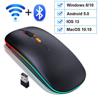 Wireless Mouse RGB Bluetooth Computer Mouse Gaming Silent Rechargeable Ergonomic Mause With LED Backlit USB Mice For PC Laptop