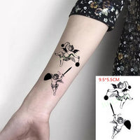 Waterproof Temporary Tattoo Sticker Black Word angel devil bull cross English Letters Flash Tatoo Fake Tatto for Woman Men