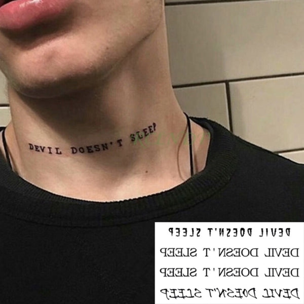 Waterproof Temporary Tattoo Sticker Black Word angel devil bull cross English Letters Flash Tatoo Fake Tatto for Woman Men
