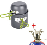 Outdoor Pot Mini Gas Stove Sets  Camping Hiking Cookware Picnic Cooking Set Non-stick Bowls With Foldable Spoon Fork Knife